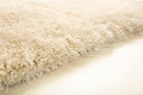Off White Solid Shag Area Rug/Carpet Polyester Fabric - Off White, Plush Fluffy Shine, Thick And Thin Yarns Design, 7'6" X 10'3" (1 Piece)