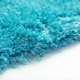 Turquoise Solid Shag Area Rug/Carpet Polyester Fabric - Turquoise, Thick And Thin Yarns Design, 2" High Pile (1 Unit)