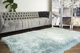 Marine Blue Solid Shag Area Rug Carpet Polyester Fabric - Marine Blue, Thick And Thin Yarns Design, 2" High Pile (1 Unit)