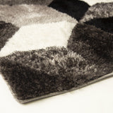 SR-729 Polyester Fabric - Silver Black White 3D Geometric Shag, 7'6" X 10'3", 5' 3" X 7' 5" (1 Rug)