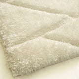 SR-722 Polyester Fabric - White/Black 3D Lines, Shag Area Rug, 2" Pile Height (1 Piece)
