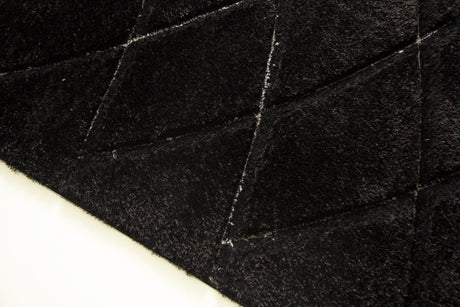 SR-722 Polyester Fabric - White/Black 3D Lines, Shag Area Rug, 2" Pile Height (1 Piece)