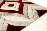 SR-721 Polyester Fabric - Plush Fluffy Shine 3D Geometric Design, Red/Silver/Yellow, 2' X 3", 5' 3" X 7' 5", 7' 6" X 10' 3" (1 Rug)