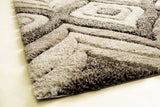 SR-721 Polyester Fabric - Plush Fluffy Shine 3D Geometric Design, Red/Silver/Yellow, 2' X 3", 5' 3" X 7' 5", 7' 6" X 10' 3" (1 Rug)