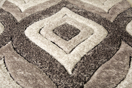 SR-721 Polyester Fabric - Plush Fluffy Shine 3D Geometric Design, Red/Silver/Yellow, 2' X 3", 5' 3" X 7' 5", 7' 6" X 10' 3" (1 Rug)