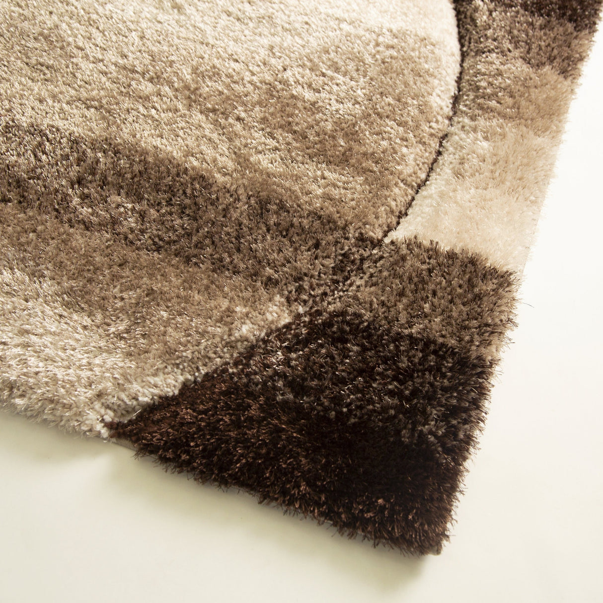 SR-723 Polyester Fabric - Earth Tones Brown Beige 3D Geometric Shag Area Rug, 2" Pile Height (1 Piece)