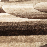 SR-723 Polyester Fabric - Earth Tones Brown Beige 3D Geometric Shag Area Rug, 2" Pile Height (1 Piece)