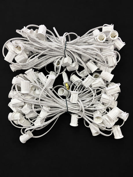 C9 Socket Cord White - 100' 12" Spacing