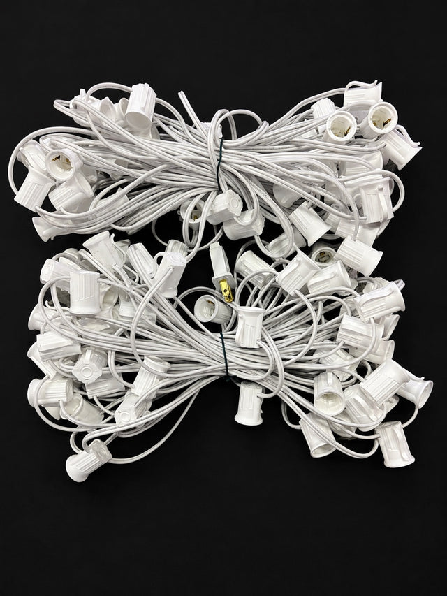 C9 Socket Cord White - 100' 12" Spacing