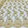 1 Yard Beaded 3D Floral Lace Fabric Embroidered on Polyester Net Mesh 52 inch Width