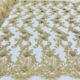 Beaded 3D Floral Lace Mesh