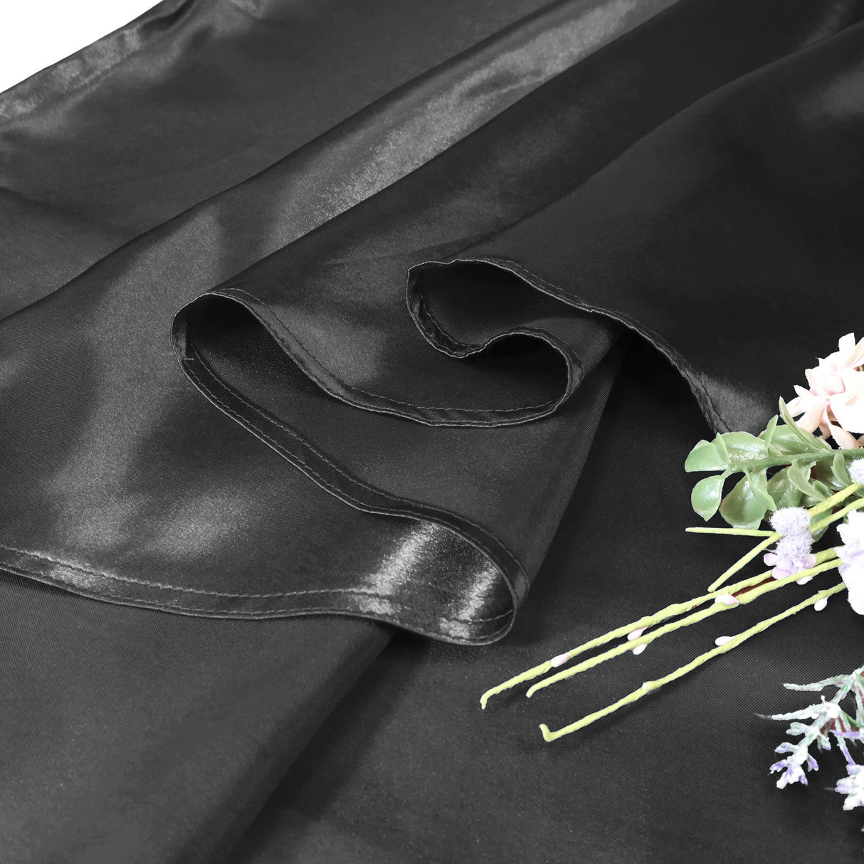 Round Satin Tablecloth 120" Black