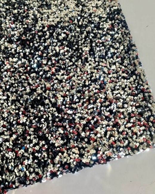 Stretch Sequin on Velvet Silver/Black