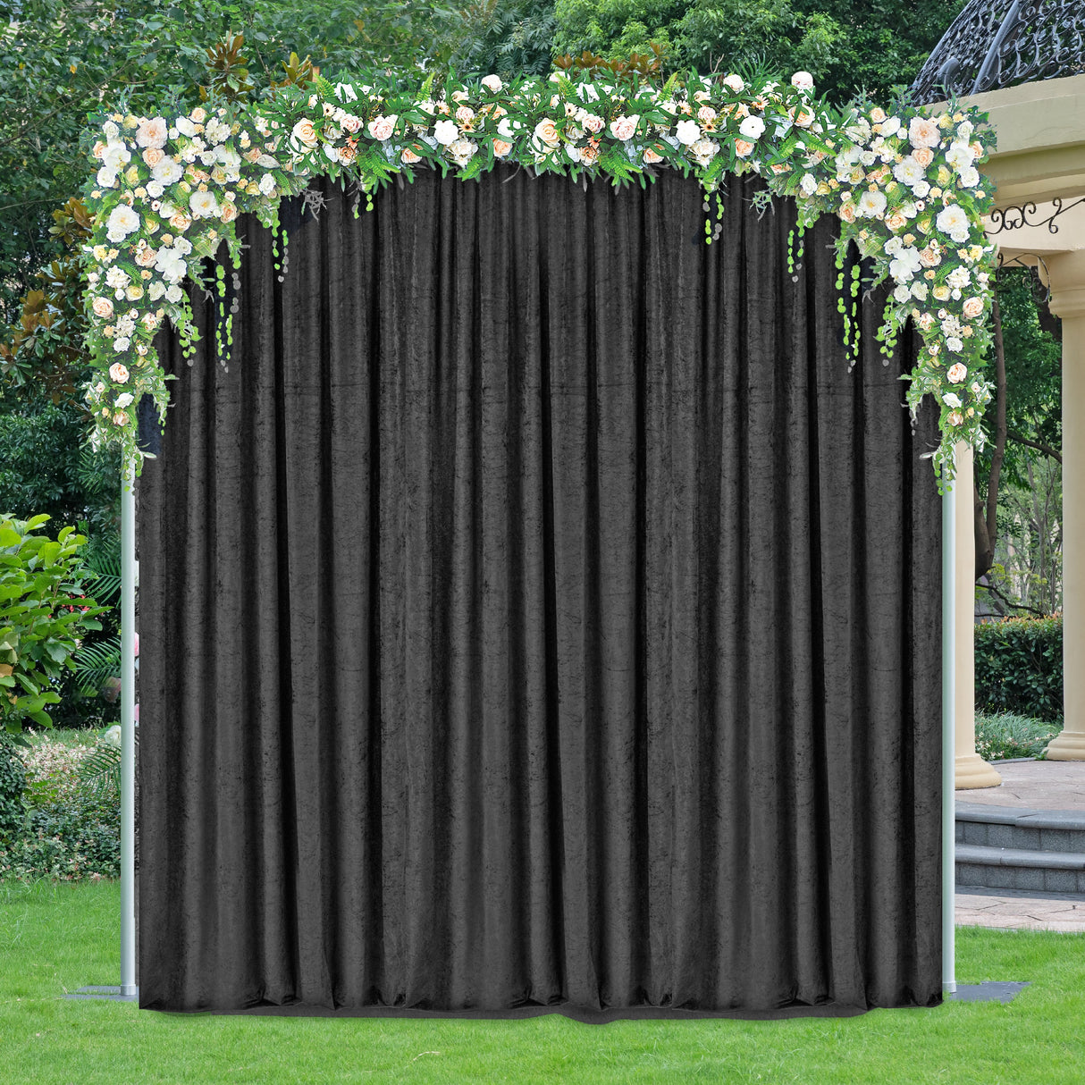 Crushed Velvet Backdrop Drape Panel Black