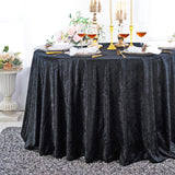 Round Ice Crushed Velvet Tablecloth 132 Black