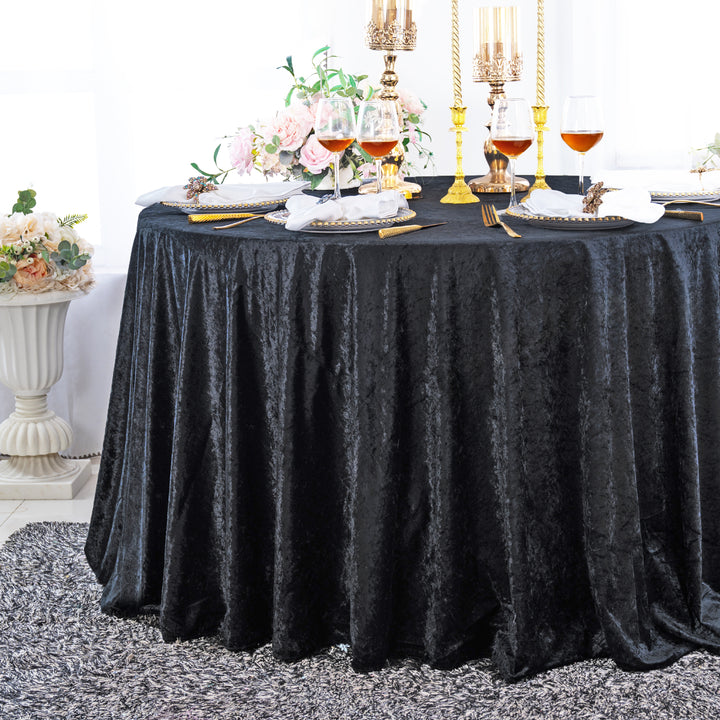 Round Ice Crushed Velvet Table Cover