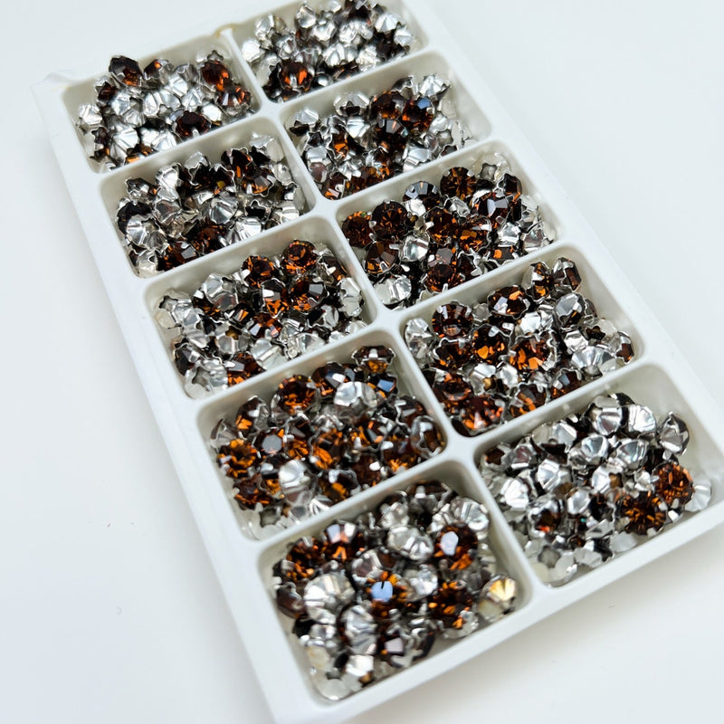 Brown Metal Crystals Sewing Notions