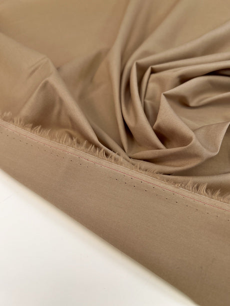 Cotton Shirt Fabric Beige Stretch