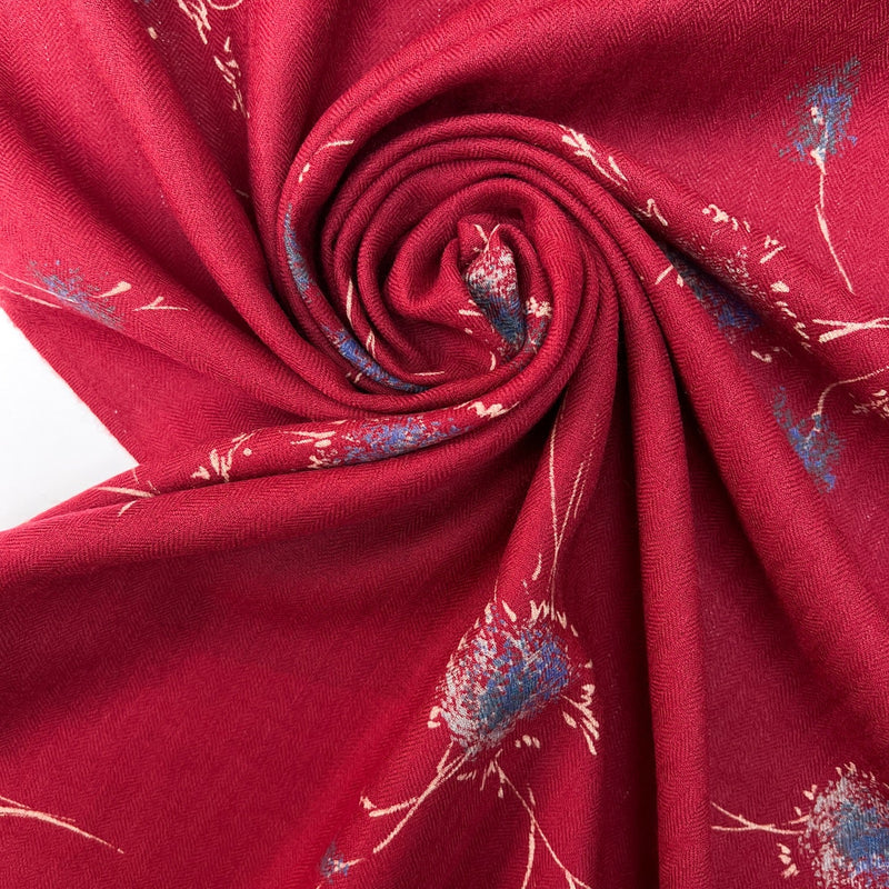 Wool Printed Twill Red Beige