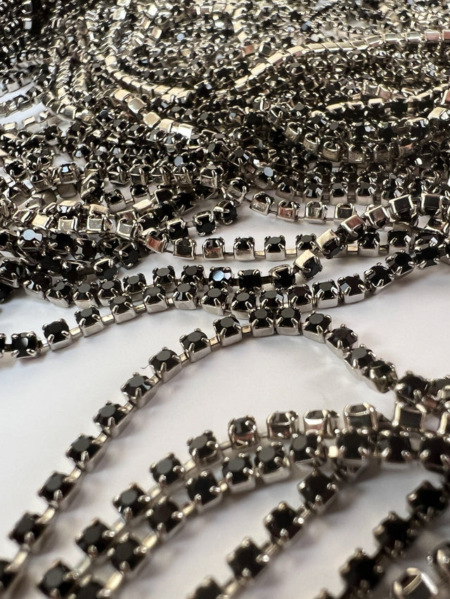 Lurex Silver Black Dense Occasionwear Fabric
