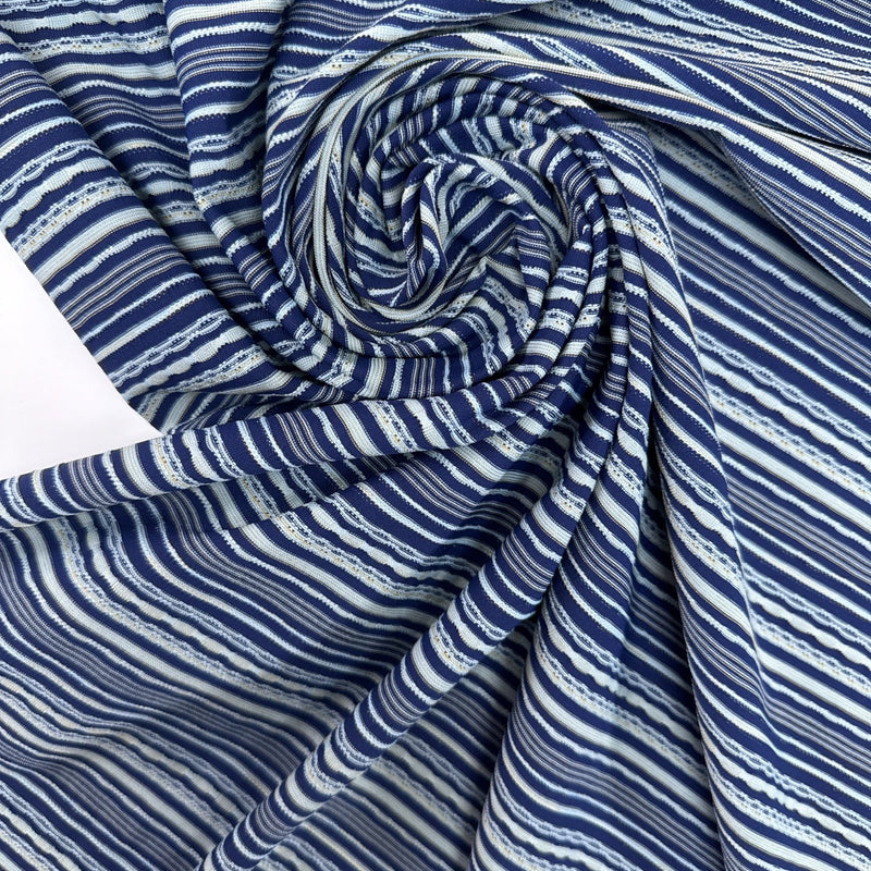Polyamide Elastane Jacquard Knit Blue Striped