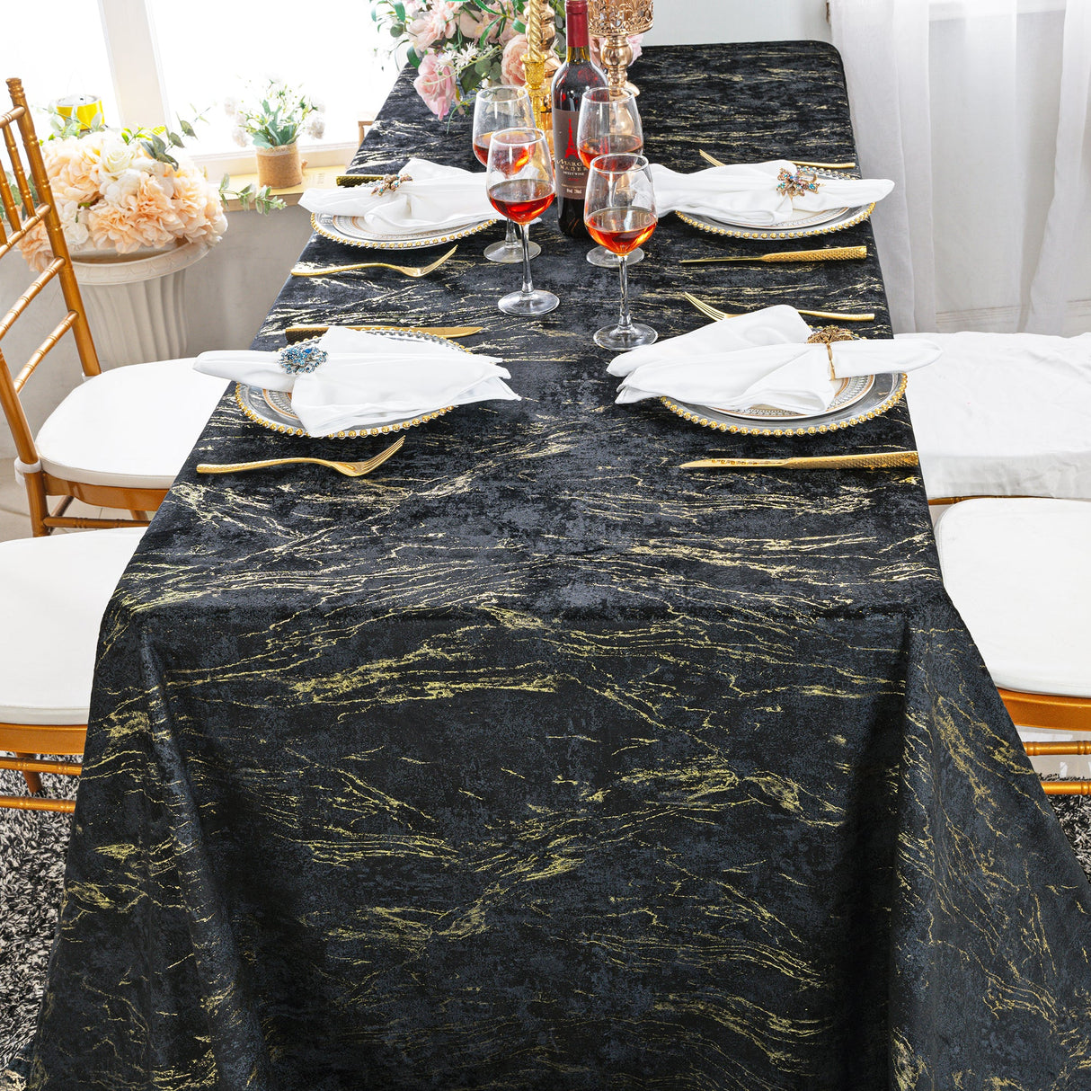 Rectangular Holland Velvet Tablecloth 90x132 Black