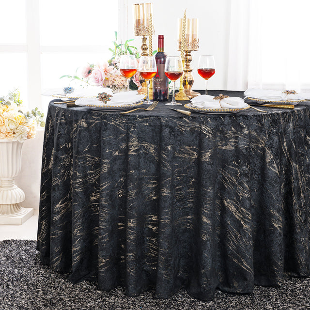 Round Velvet Tablecloth 132" Black