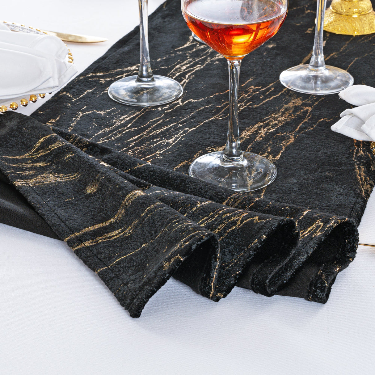 Velvet Table Runner 13x108 Black