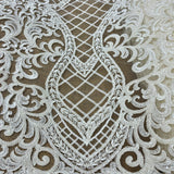 Beaded Corded Bridal Lace Dark Ivory