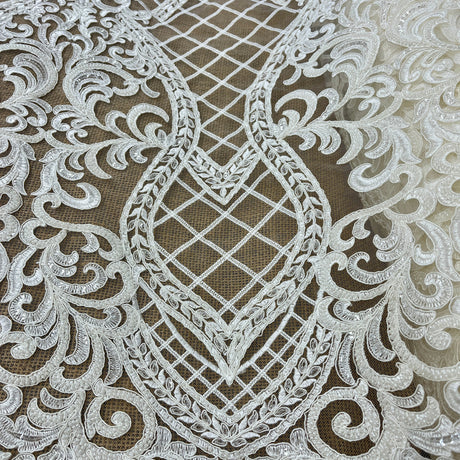 Beaded Corded Bridal Lace Dark Ivory