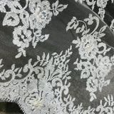 Beaded Lace Fabric on Polyester Net Mesh