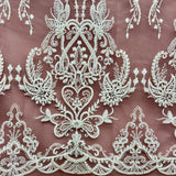 Beaded Embroidered Lace Mesh Fabric