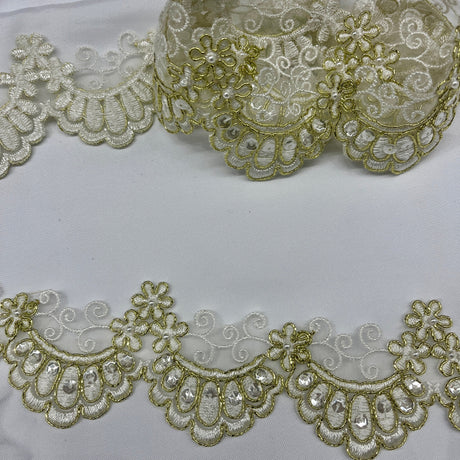 Beaded Corded Lace Trim