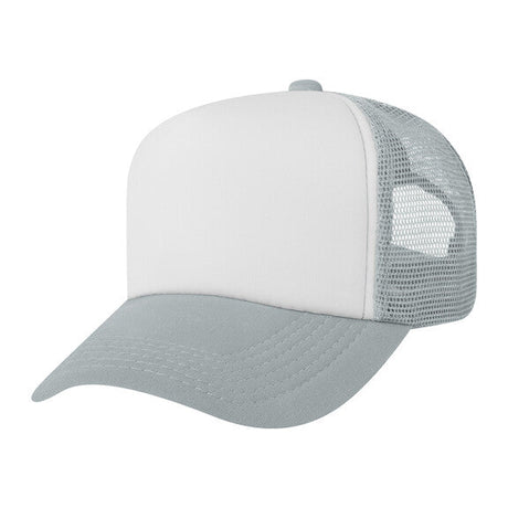 Trucker Hats Caps Fabric - White/Grey, Adjustable (1 Unit)