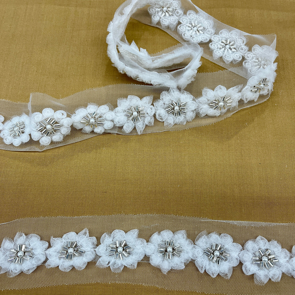 3D Floral Lace Trim Ivory