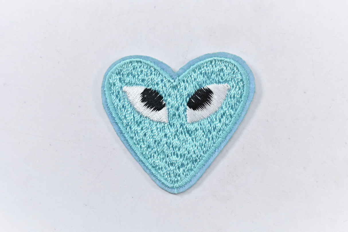 Embroidered Heart Patch with Eyes