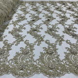 Beaded 3D Floral Lace Mesh