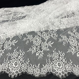3 Yards Chantilly Embroidered Lace Fabric with Eyelash Scallop