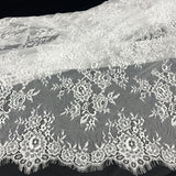 Embroidered Lace Fabric with Eyelash Scallop