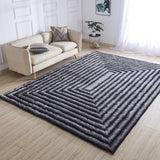 Soft Cozy Fluffy 3D Viscose Feel Geometric Design Shag Area Rug - 100% Polyester Fabric - Geometric Shag, Vibrant Color Palette, 7'6" X 10'3" (1 Unit)