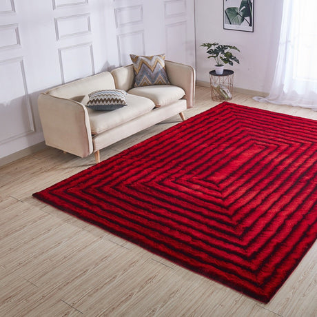 Soft Cozy Fluffy 3D Viscose Feel Geometric Design Shag Area Rug - 100% Polyester Fabric - Geometric Shag, Vibrant Color Palette, 7'6" X 10'3" (1 Unit)