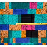 African Print Ankara Cotton Fabric - Teal, Pink, Orange, Turquoise, Blue Fulani Fari Design, 46" Width (Per Yard)