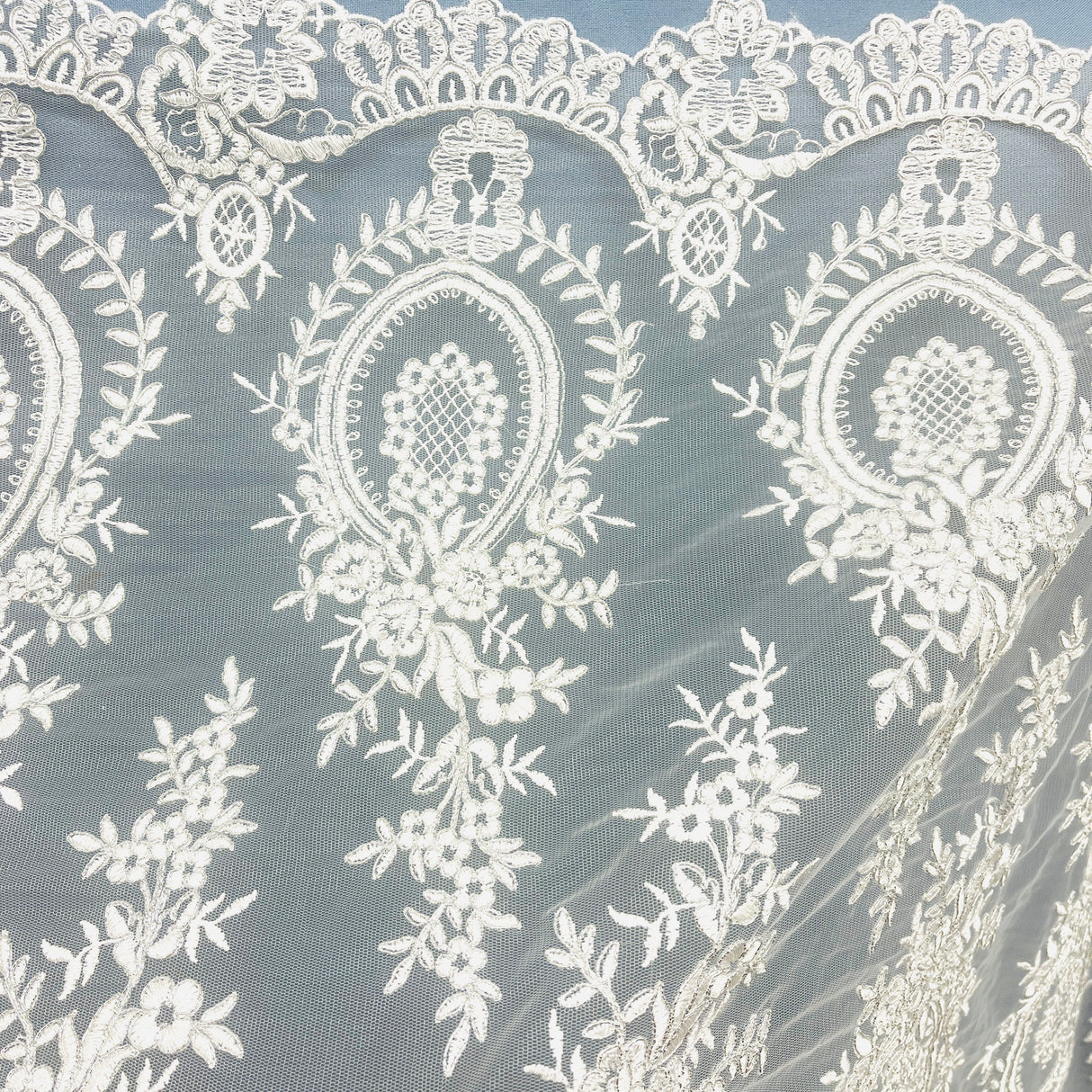 Corded Bridal Lace Fabric 100% Polyester Net Mesh 48" Wide