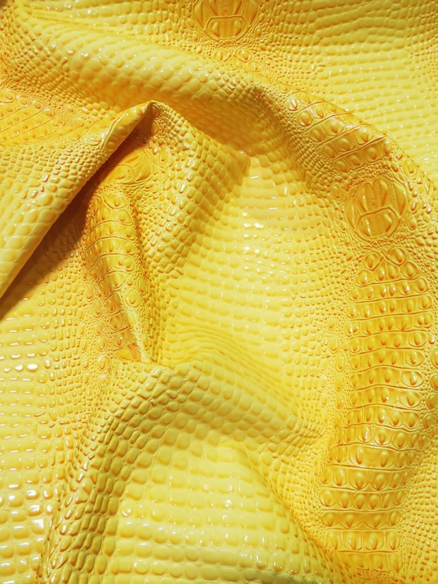 Big Z Fabric Reptile Yellow Florida Gator 3D Embossed Vinyl Fabric