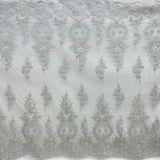 Beaded Corded Bridal Lace Fabric