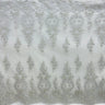 1 Yard Beaded & Corded Bridal Lace Fabric Embroidered on 100% Polyester Net Mesh