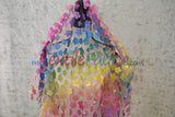3D Floral Ombre On Tulle Polyester Fabric - Vibrant Rainbow Colors, 54" Width (1 Yard)