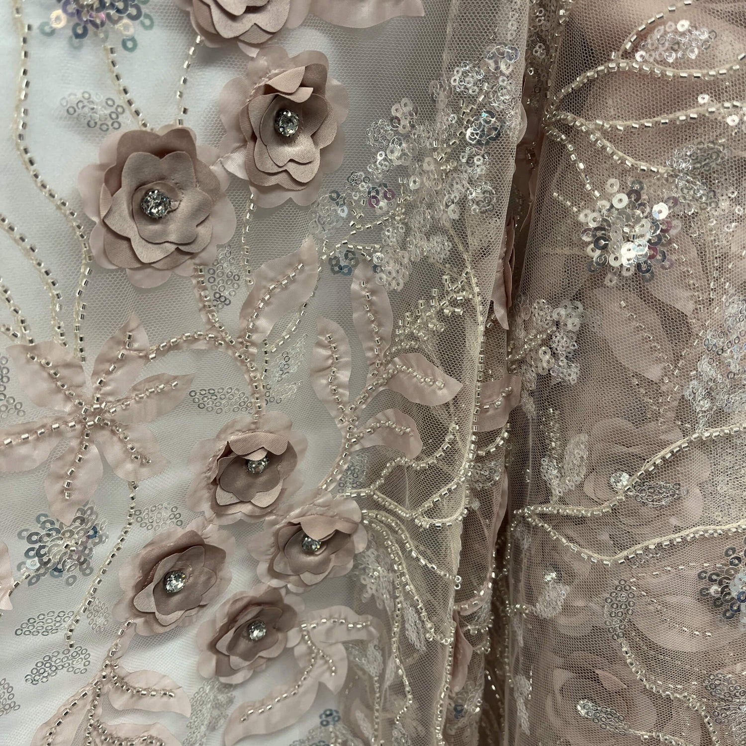 3D Floral Beaded Lace Mesh