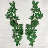 1 Pair 14" x 5" 3D Floral Lace Applique Embroidered on 100% Polyester Net Mesh
