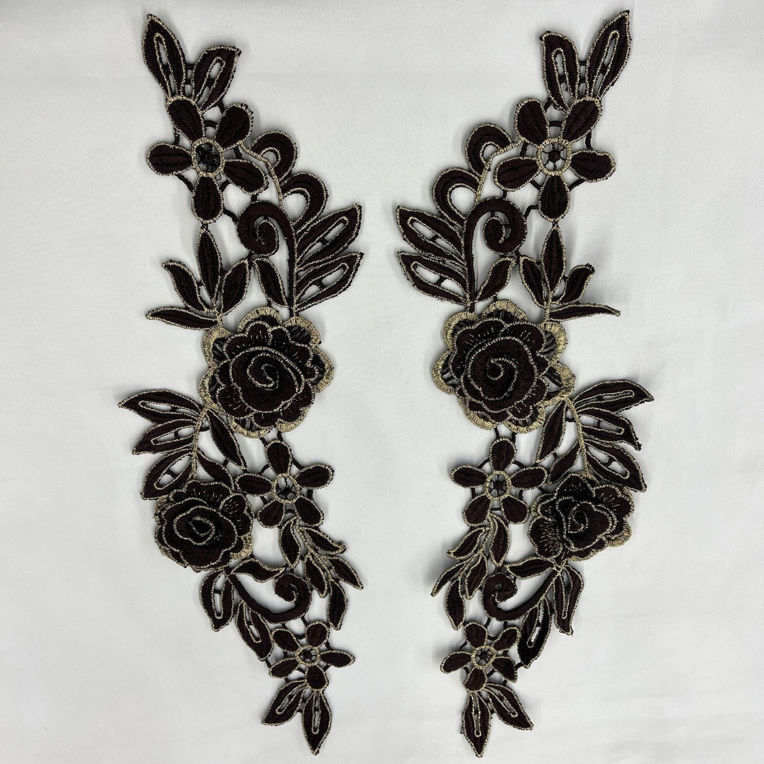 1 Pair 14" x 5" 3D Floral Lace Applique Embroidered on 100% Polyester Net Mesh